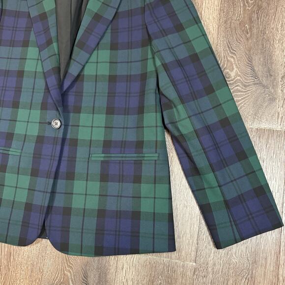 J Crew Black Watch Plaid Sz 6 Blazer Academia Old Money Preppy Women - Picture 4 of 13